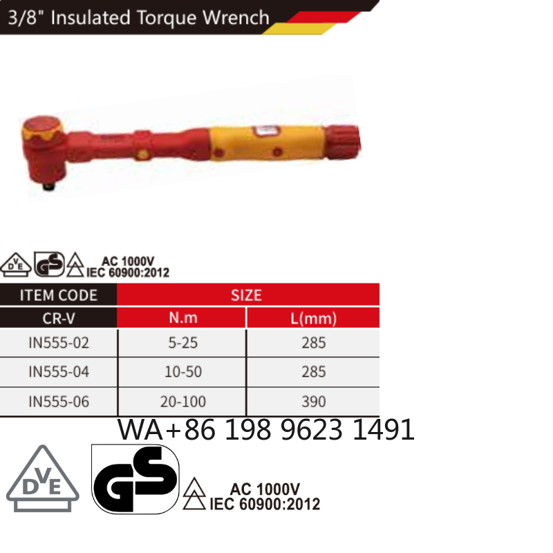 Kunci Torsi Berinsulasi 1000V, - Insulated Torque Wrench 1000V Vde Electric ulasan dan harga