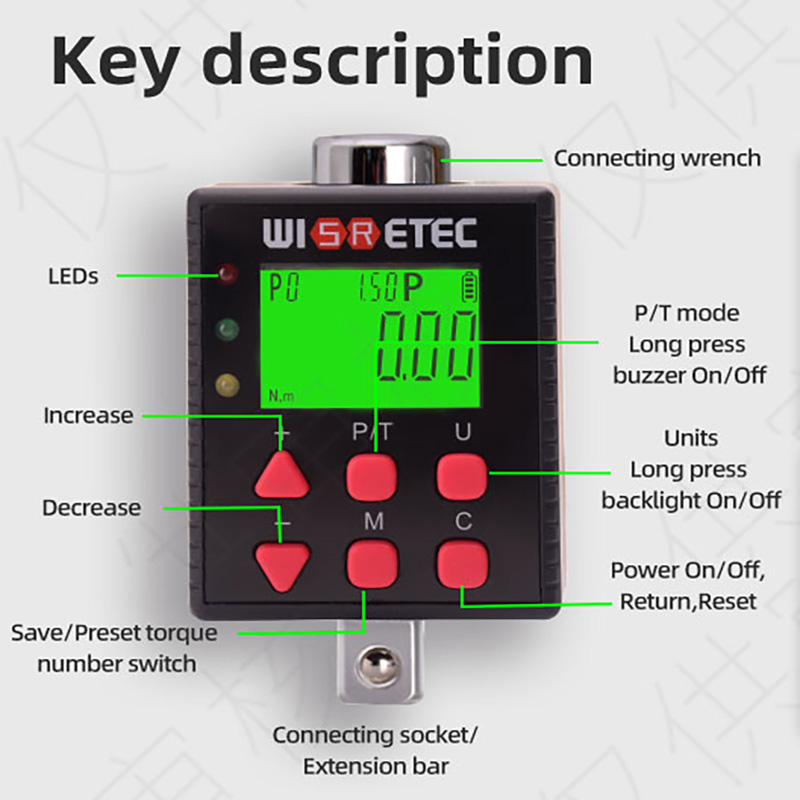 WISRETEC kunci pas torsi Digit - Electronic Torque Adapter 3/8 1/2 Digital ulasan dan harga