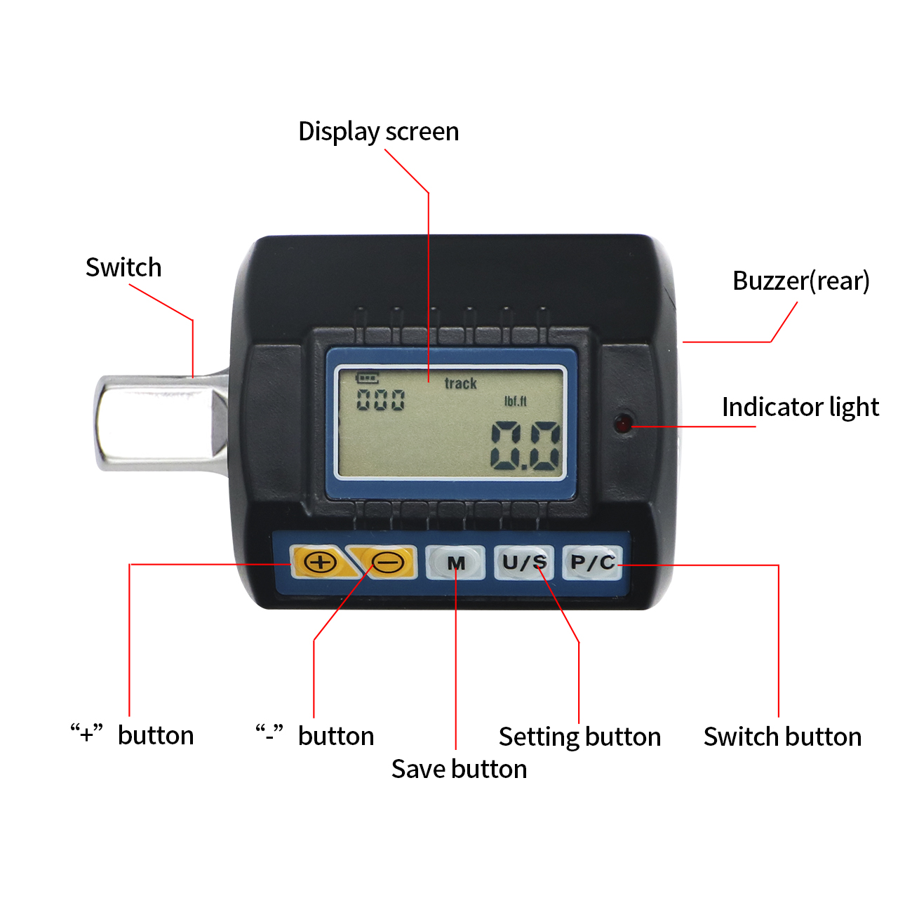 SHAHE adaptor Torsi Digital 1/ - Electronic Torque Adapter 3/8 1/2 Digital ulasan dan harga