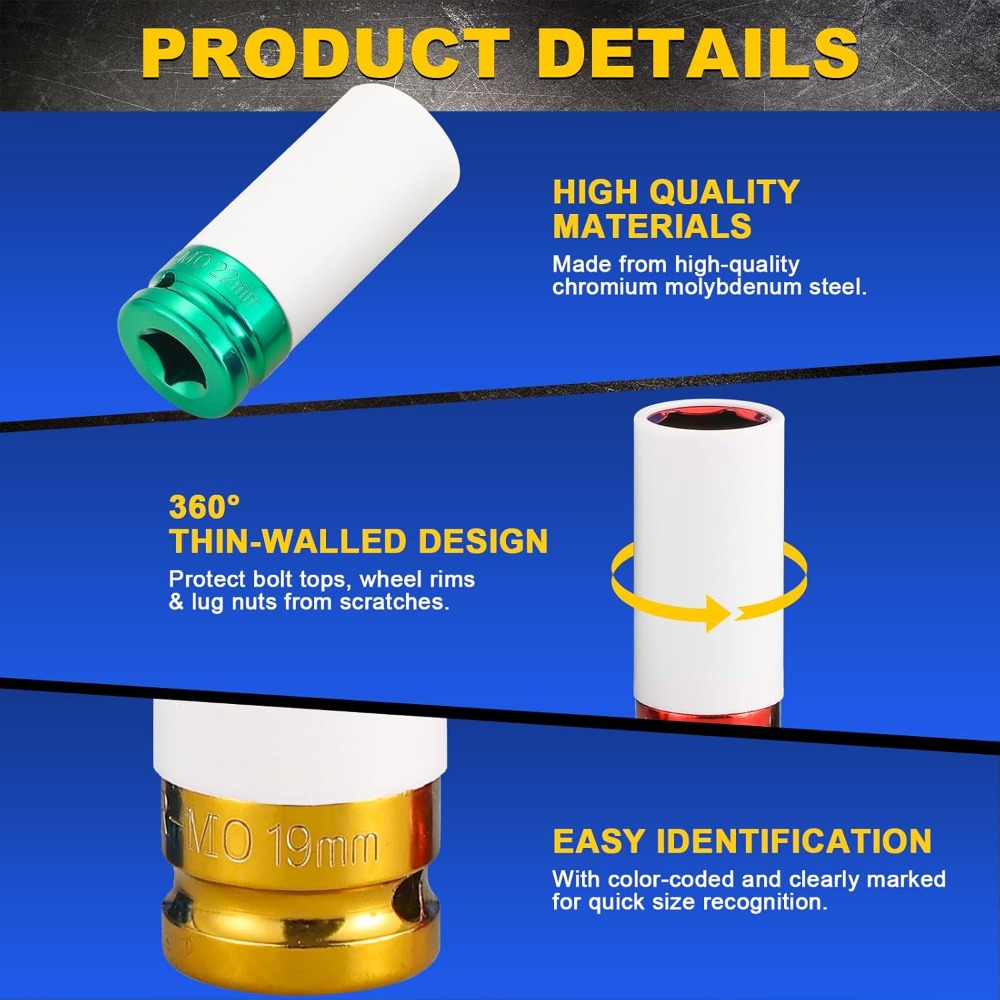 Set Soket Impact Lug Nut 1/2 D - Impact Socket Thin Wall Deep Metric Set ulasan dan harga